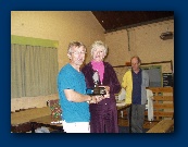 Phil receives the RSGB trophy from Lynda Gage